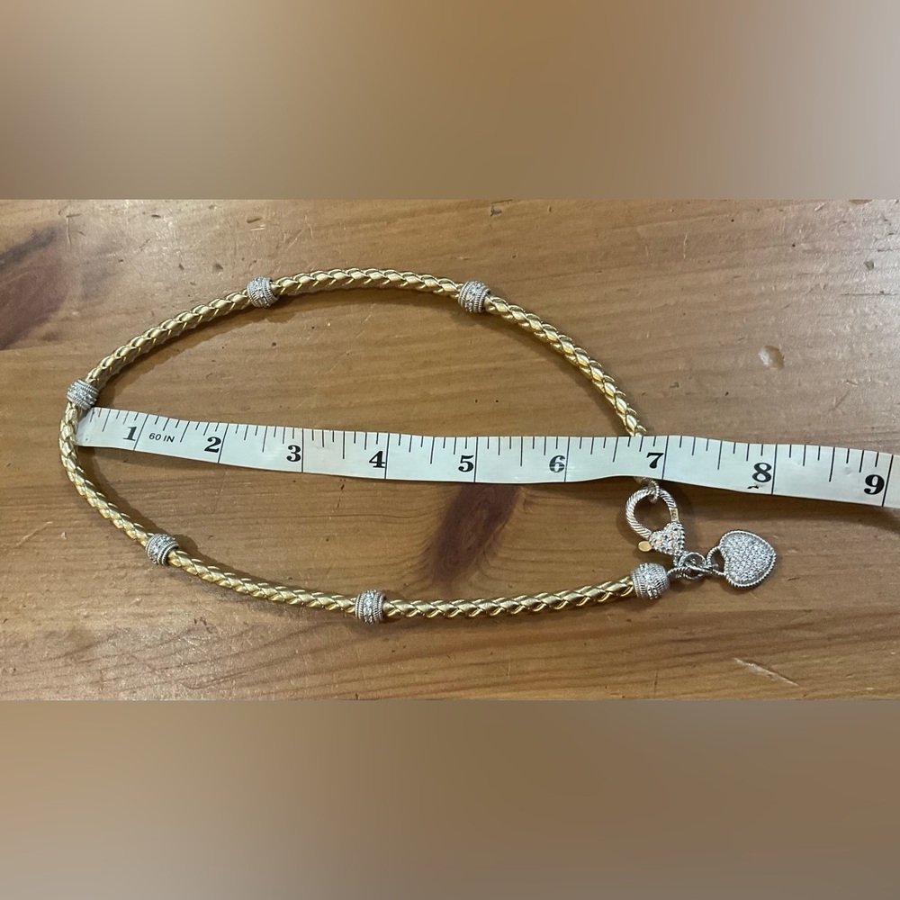 Judith RipkaBella Luca braided gold faux leather Rhodium over sterling necklace - Picture 7 of 7